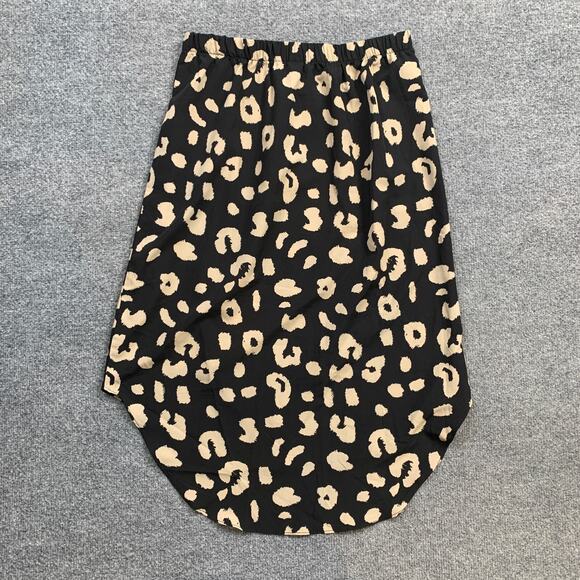 SheIn Skirt Womens 6 Black Sand Cheetah Pull On Elastic Waist High Low Hem Midi - Picture 8 of 13